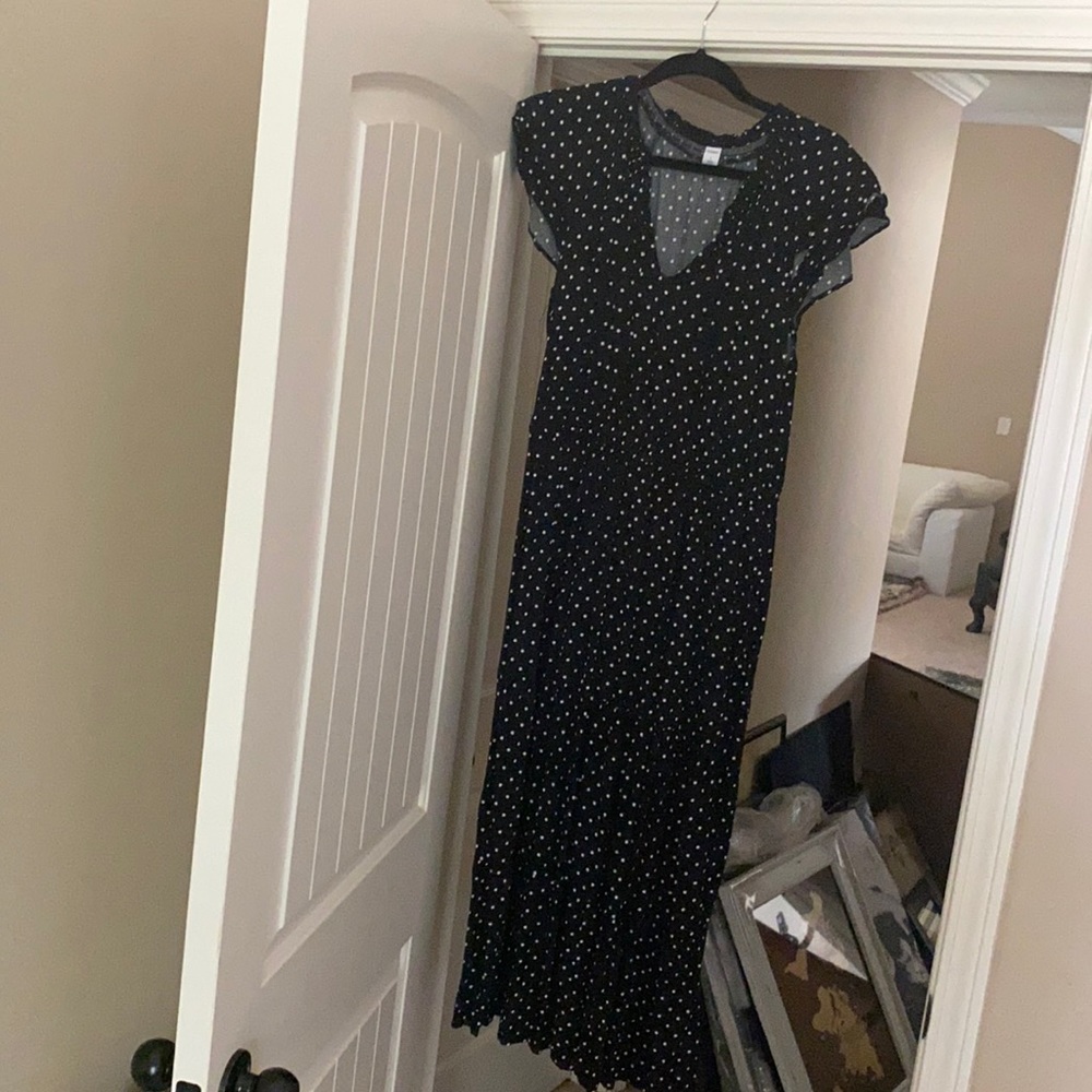 Black Polka Dot Maxi Dress